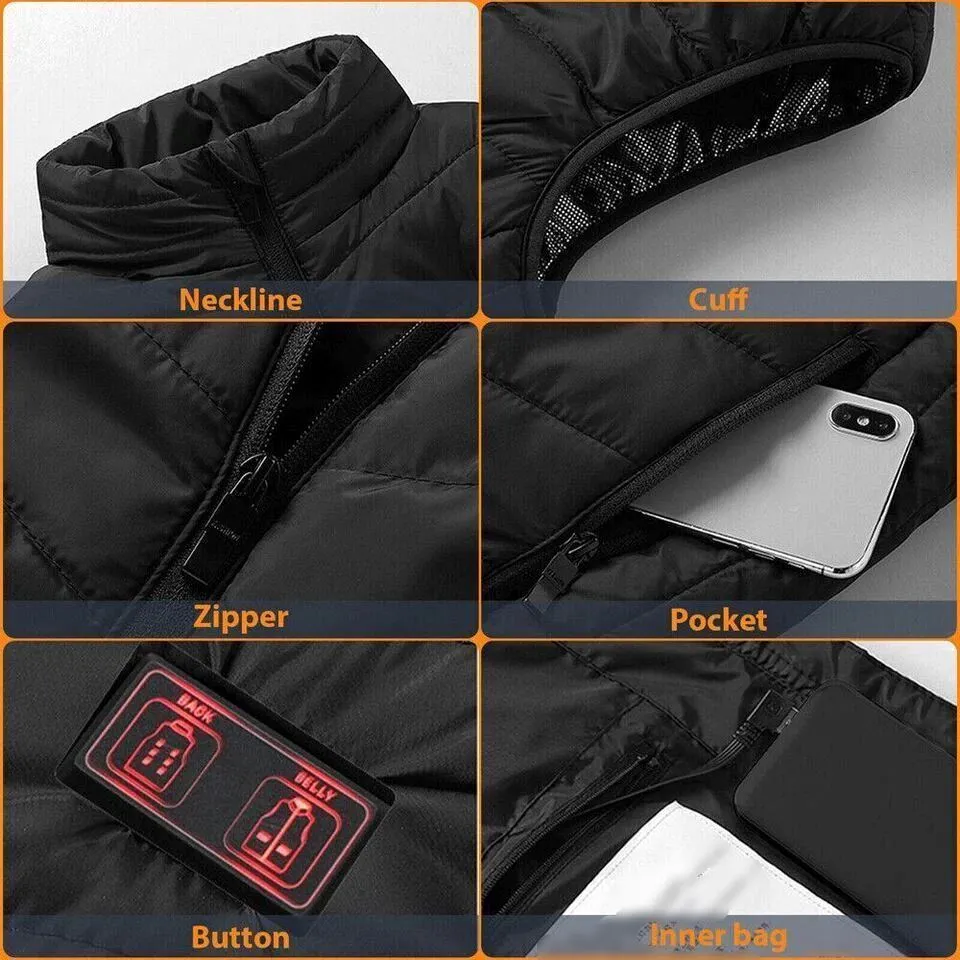 SMAXPro™ 9 Zone Electric Heated Vest:10000mAh Battery Pack, Washable Heating Vest