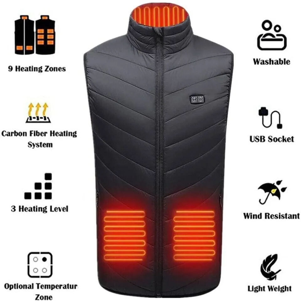 SMAXPro™ 9 Zone Electric Heated Vest:10000mAh Battery Pack, Washable Heating Vest