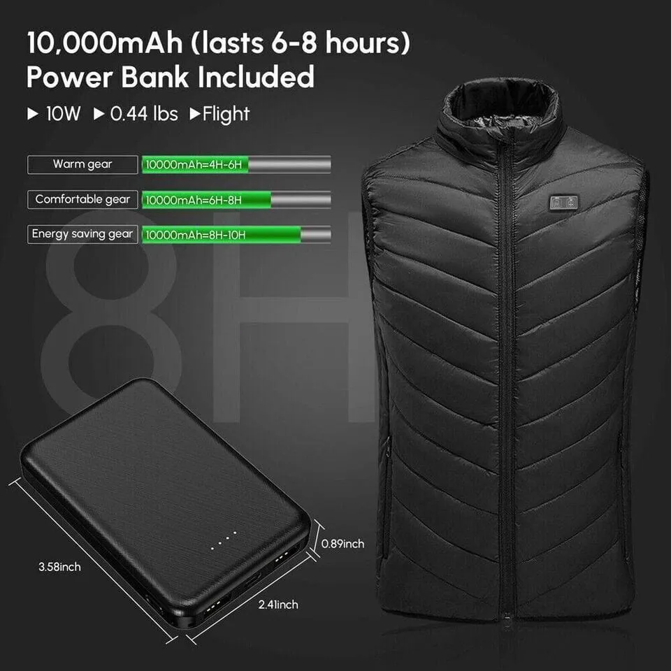 SMAXPro™ 9 Zone Electric Heated Vest:10000mAh Battery Pack, Washable Heating Vest