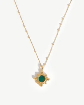 Sphere Round Pendant Necklace | 18ct Gold Plated/Malachite