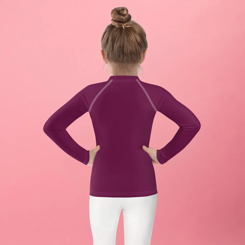 Splash-Ready Style: Solid Color Rash Guards for Young Girls - Tyrian Purple