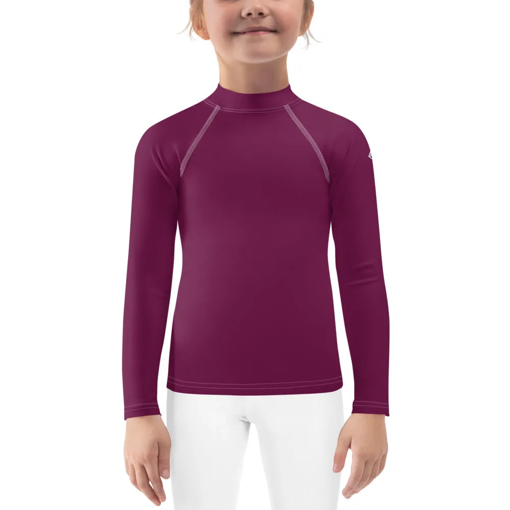 Splash-Ready Style: Solid Color Rash Guards for Young Girls - Tyrian Purple