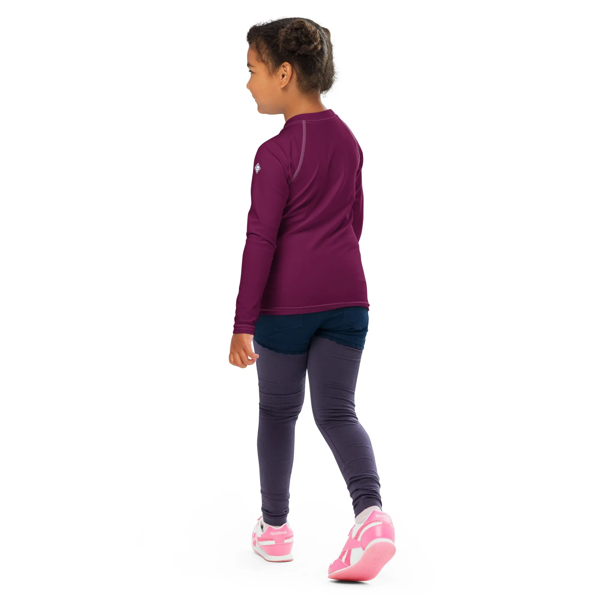 Splash-Ready Style: Solid Color Rash Guards for Young Girls - Tyrian Purple