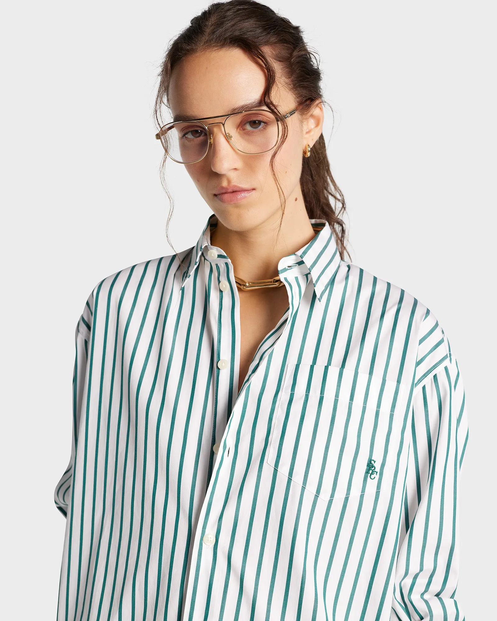 SRC Oversized Shirt - Green Striped