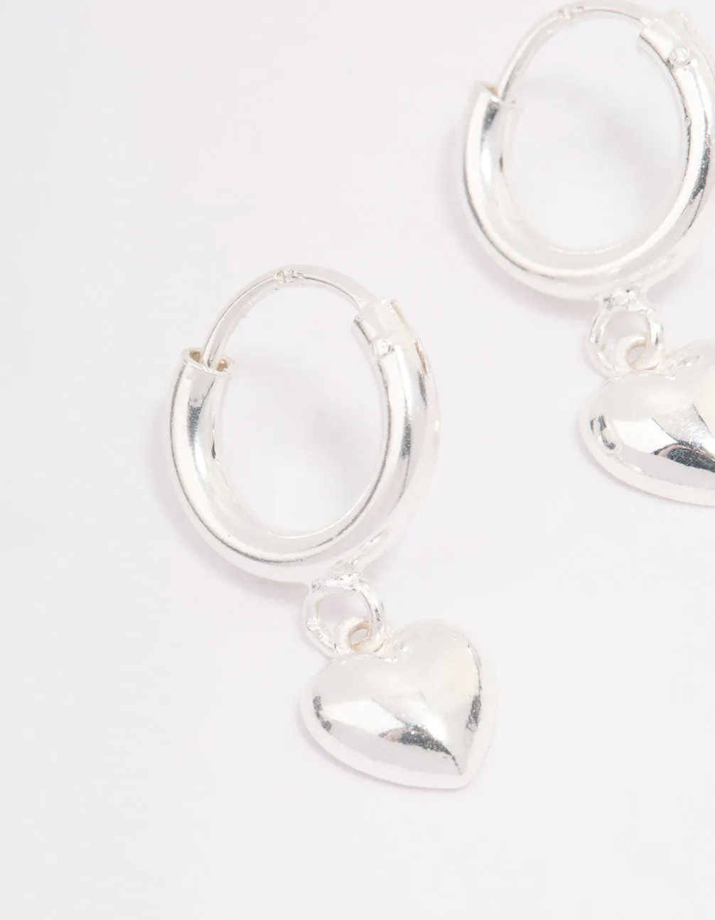 Sterling Silver Chubby Heart Hoop Earrings