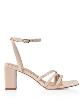 Tessie Block Heel Sandals - Nude Leather