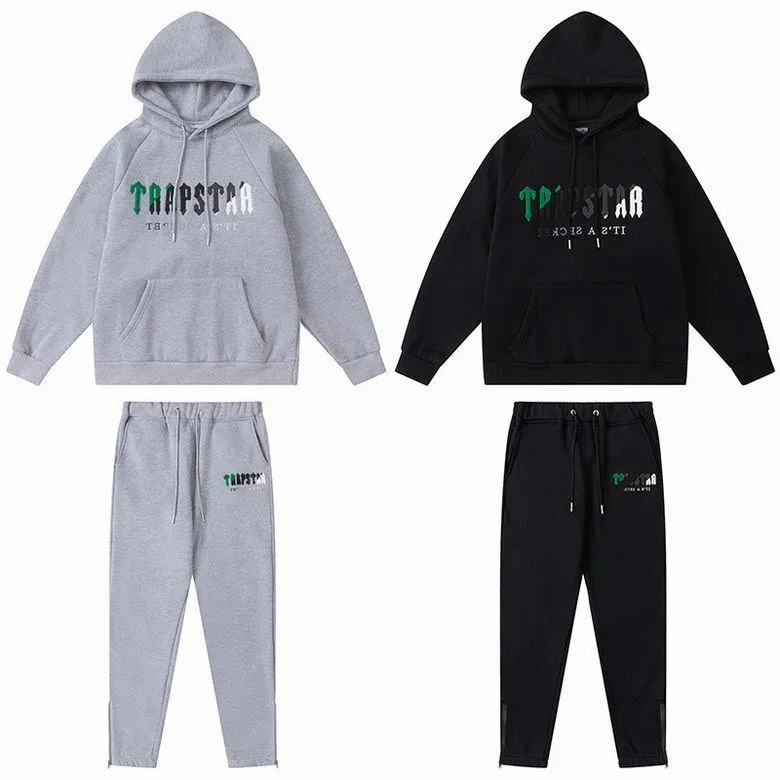 TRAPSTAR TRACKSUIT LOGO GREEN/GREY/WHITE *GREY/BLACK*