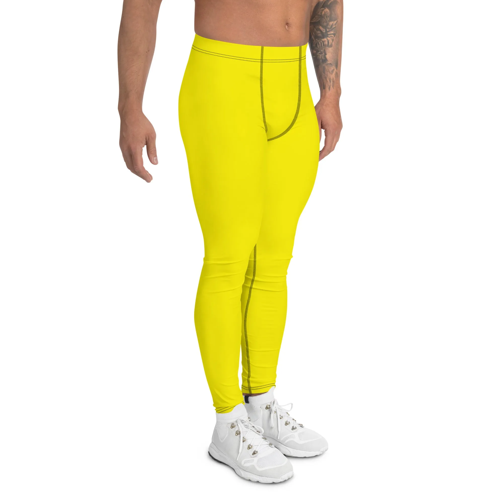 Urban Ease: Men's Solid Color Yoga Pants Leggings - Golden Sun