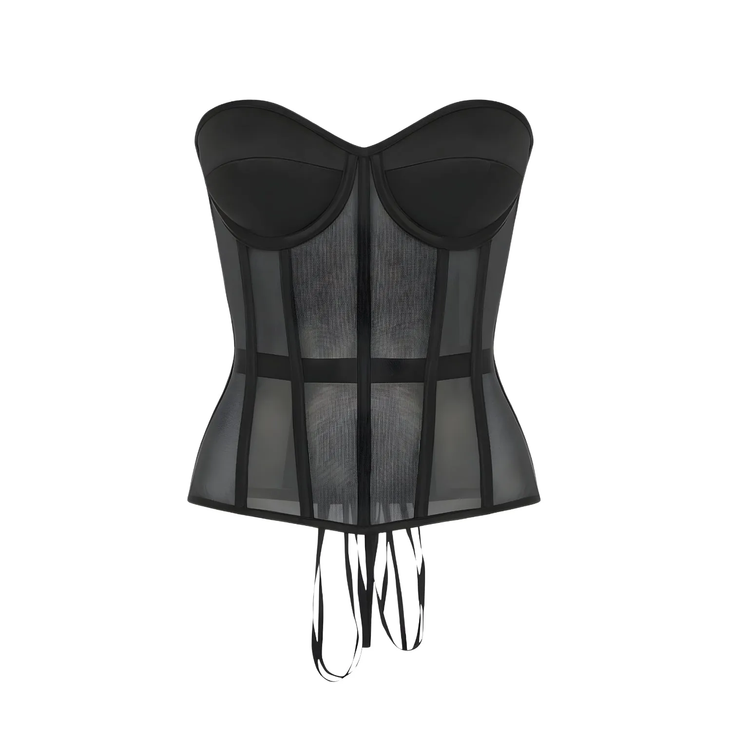 Vivienne Satin Cups Black Mesh Corset