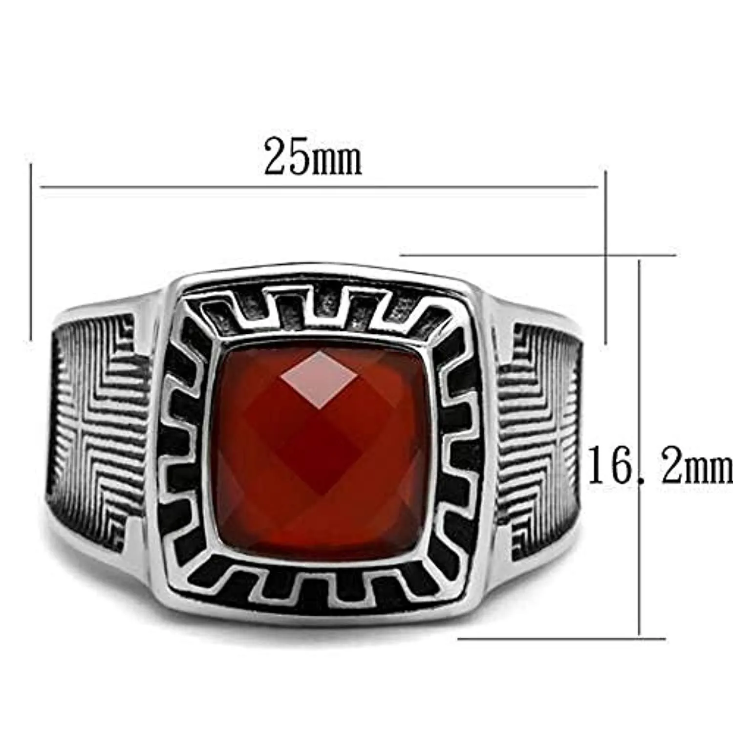 WildKlass Stainless Steel Ring High Polished Men Semi-Precious Siam