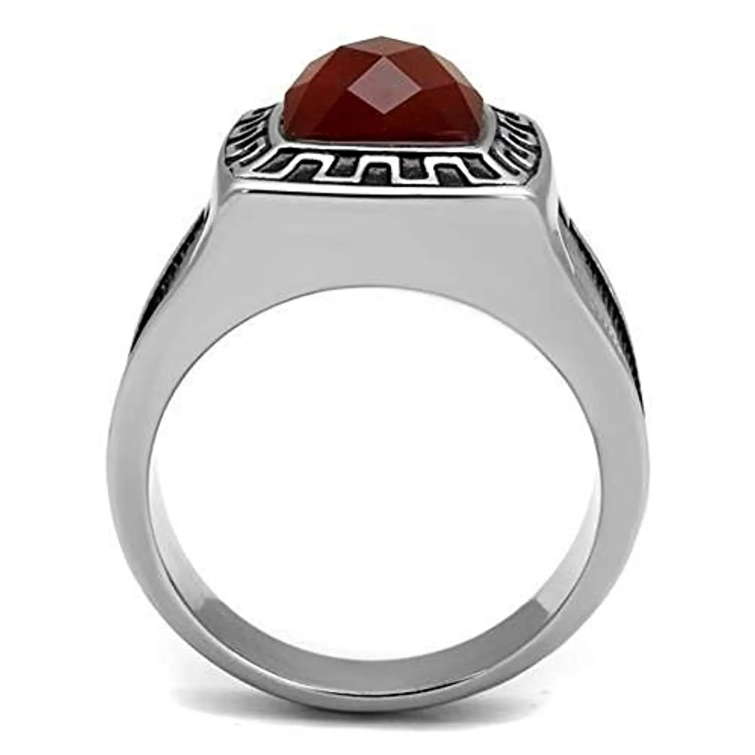 WildKlass Stainless Steel Ring High Polished Men Semi-Precious Siam