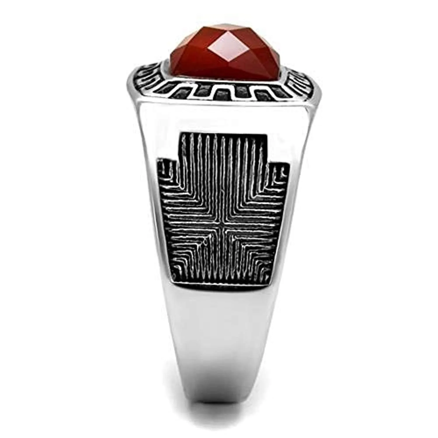 WildKlass Stainless Steel Ring High Polished Men Semi-Precious Siam