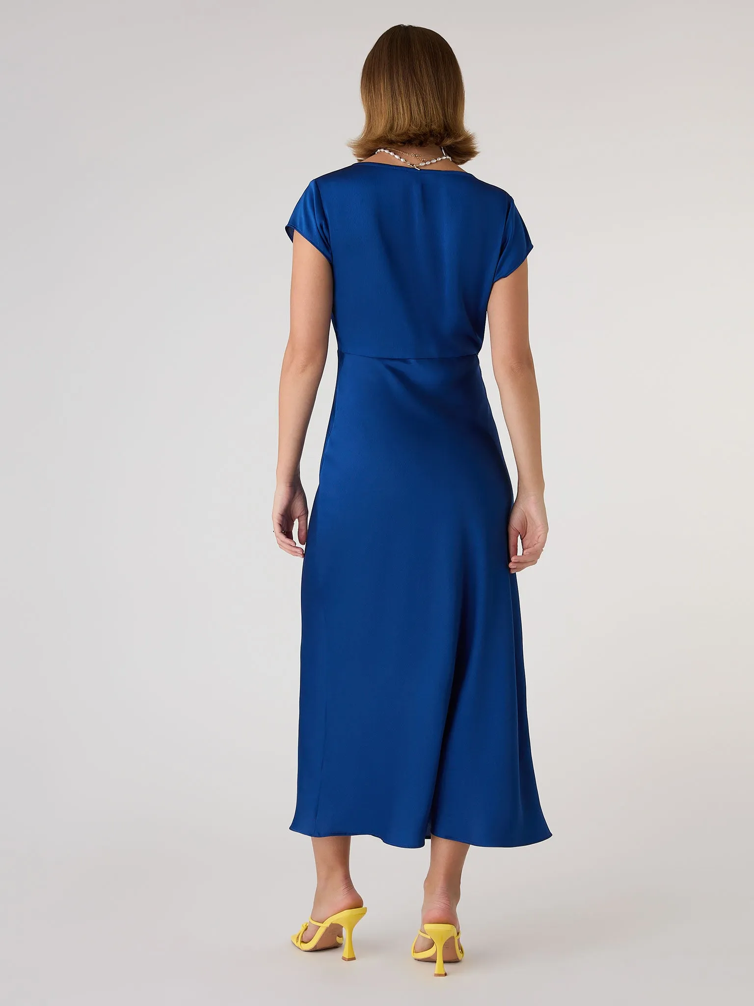 Woolf Sleeved Slip Dress in Navy