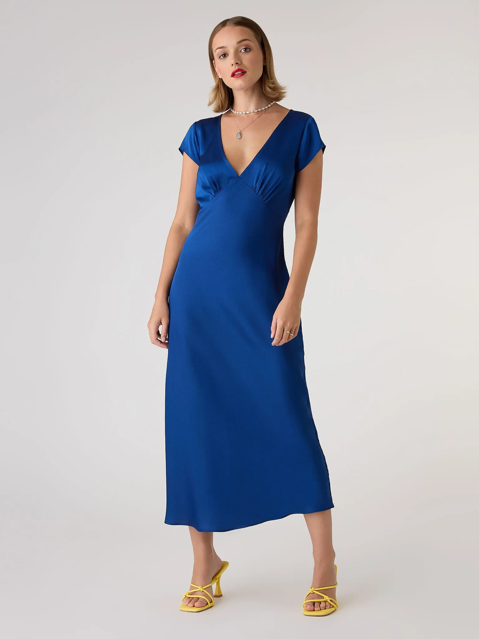 Woolf Sleeved Slip Dress in Navy