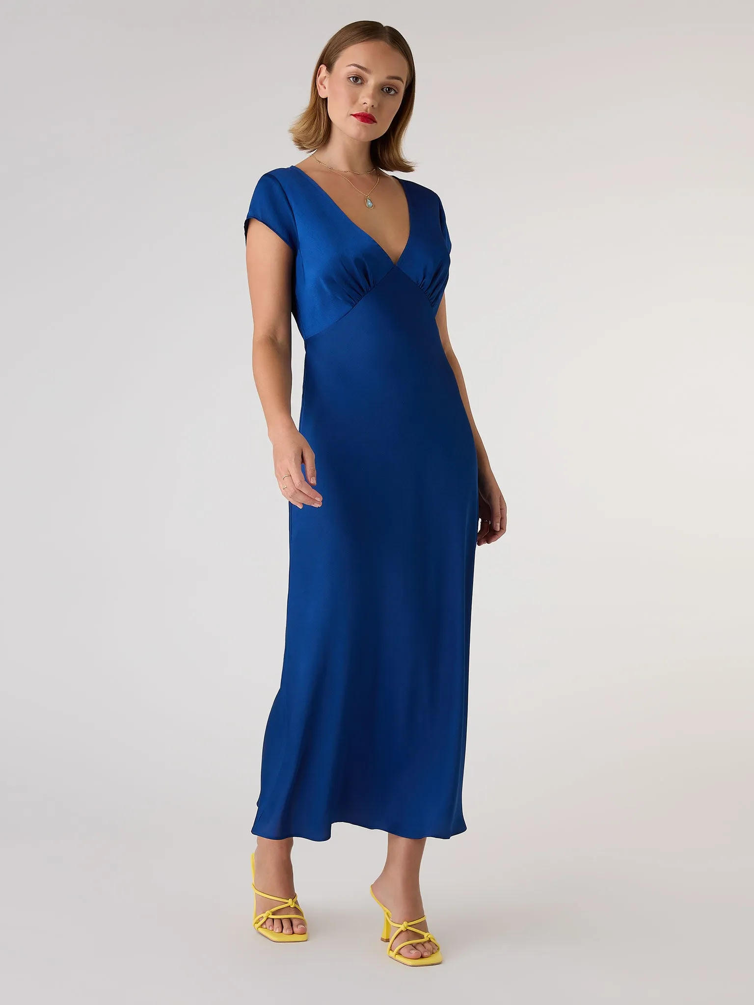 Woolf Sleeved Slip Dress in Navy