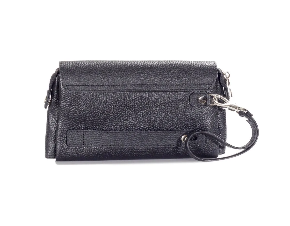 Wrist Premium Pebbled Leather Unisex Bag